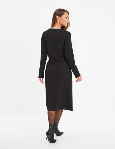 Robe midi portefeuille fluide Liberto noir femme