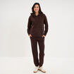 Sweat hoodie 1 poche &agrave; capuche marron fonc&eacute; femme