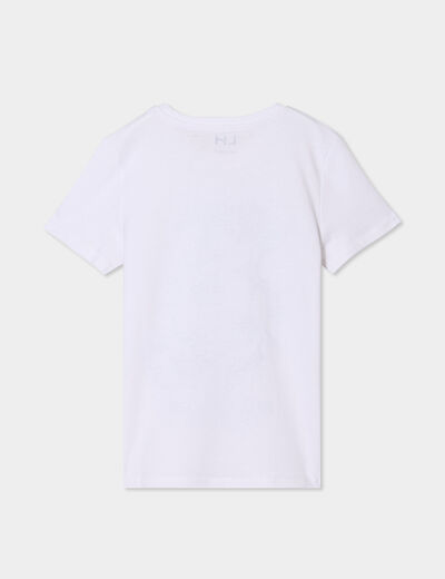 T-shirt col rond manches courtes coton blanc garçon