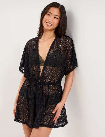 Robe de plage dentelle noir femme