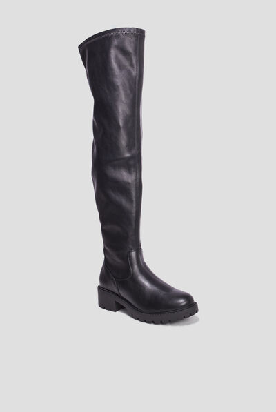 Bottes cuissardes semelle chunky noir femme