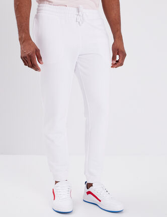Pantalon jogging droit molleton blanc homme