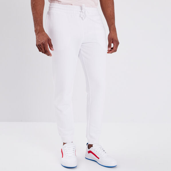 Pantalon jogging droit molleton blanc homme