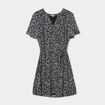 Robe courte col tunisien manches courtes noir femme grande taille