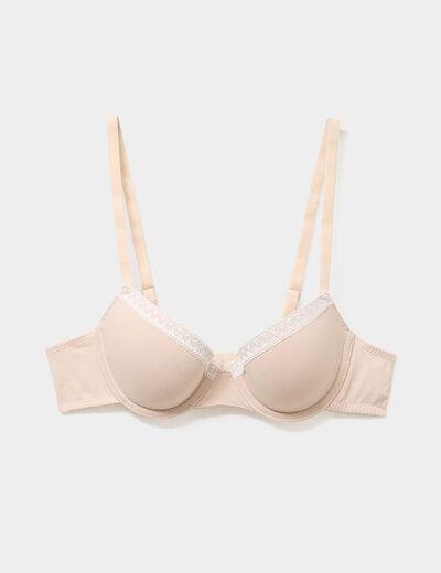 Soutien-gorge corbeille emboitant coton rose poudrée femme