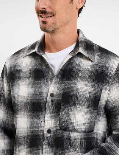 Surchemise 1 poche manches longues gris fonc&eacute; homme