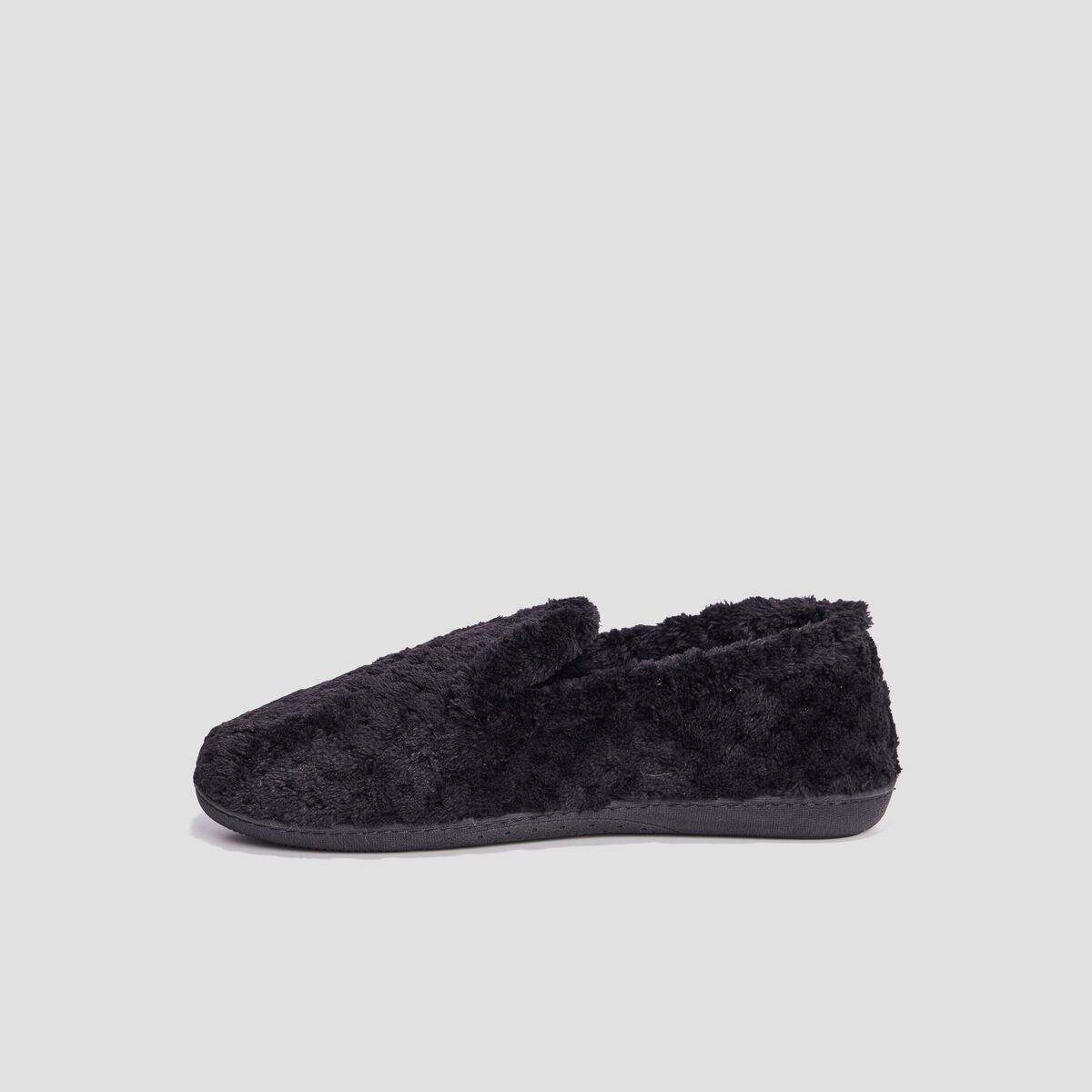 Pantoufles anti-d&eacute;rapantes fourr&eacute;es noir femme