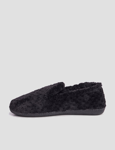 Pantoufles anti-d&eacute;rapantes fourr&eacute;es noir femme