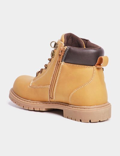Boots crantées zippées Trappeur jaune garçon