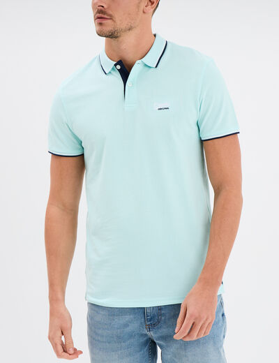 Polo avec broderie poitrine coton Creeks bleu turquoise homme