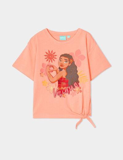 T-shirt noué manches courtes Vaiana orange corail fille