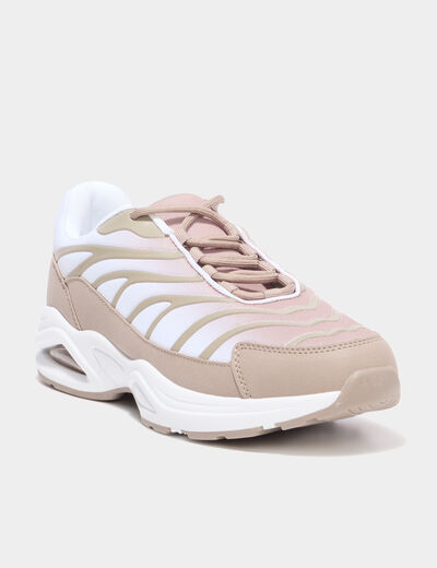 Baskets running semelles bulles taupe femme