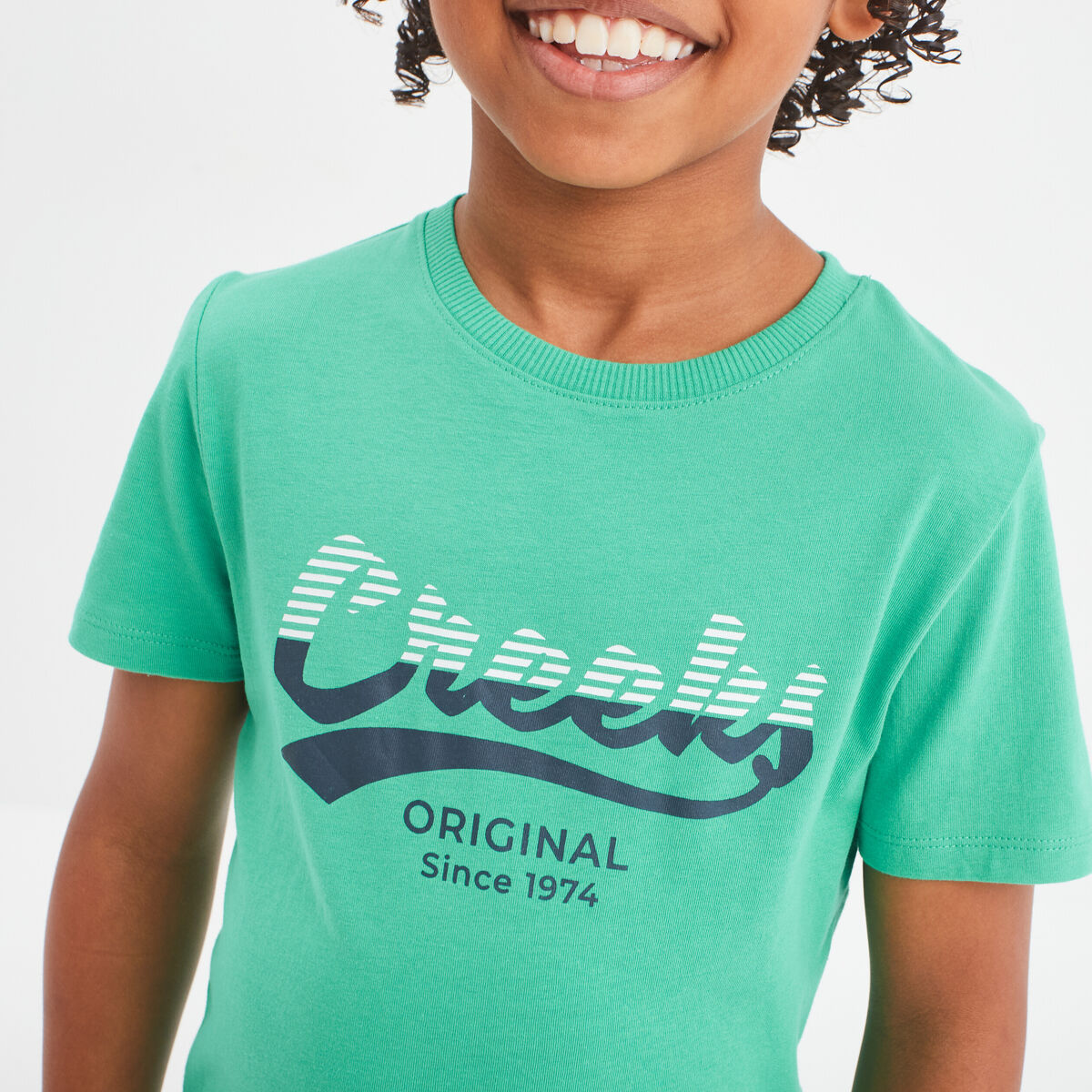 T-shirt col rond manches courtes Creeks vert garçon