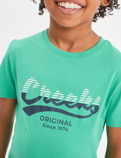 T-shirt col rond manches courtes Creeks vert garçon