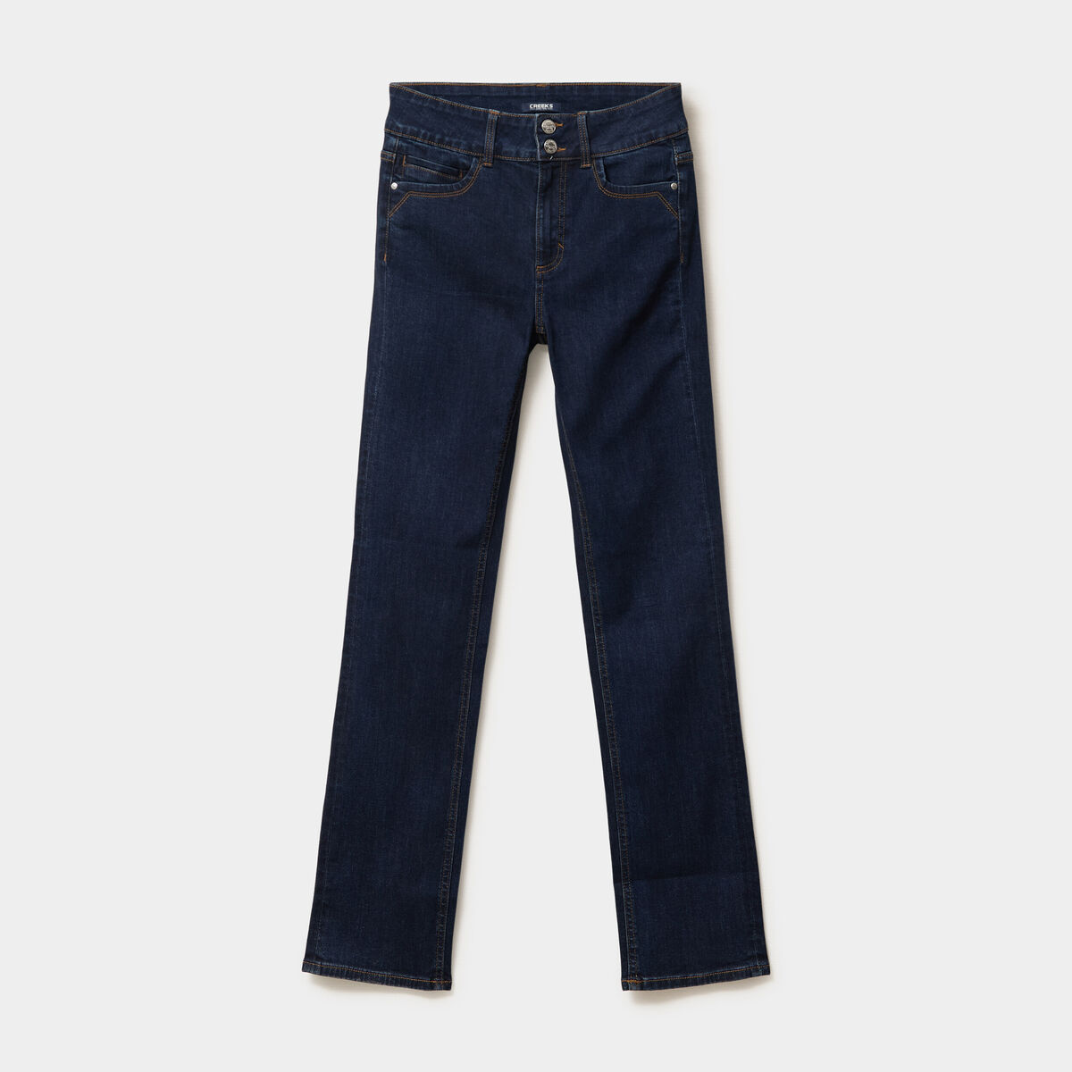 Jean denim droit en coton denim brut femme
