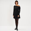 T-shirt cintr&eacute; &agrave; clous col asym&eacute;trique noir femme