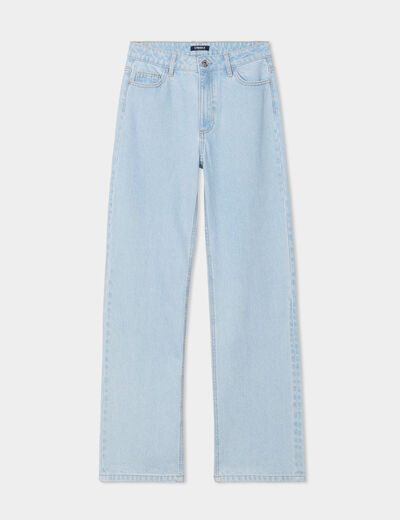 Jeans wide leg taille haute coton denim triple stone femme