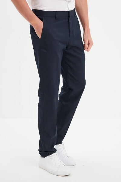 Pantalon droit avec pinces bleu marine homme