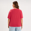 T-shirt col rond manches courtes coton rose cerise femme grande taille