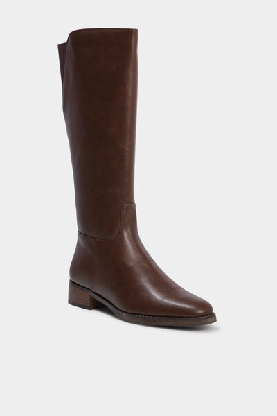 Bottes hautes petit talon marron femme