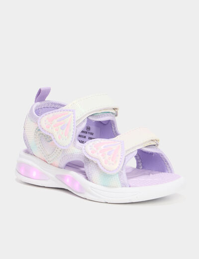 Sandales semelles lumineuses violet clair fille