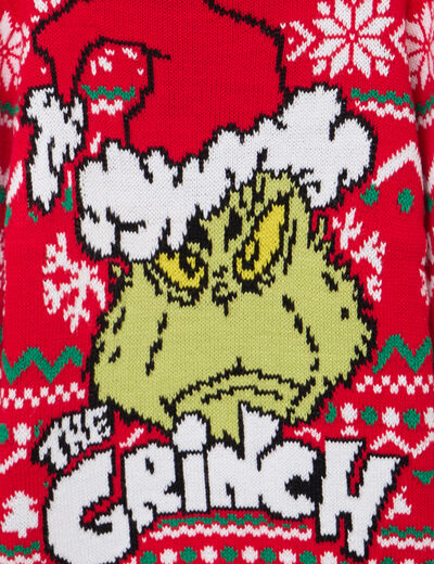 Pull No&euml;l manches longues Grinch rouge gar&ccedil;on