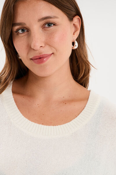 Pull manches courtes ivoire femme grande taille