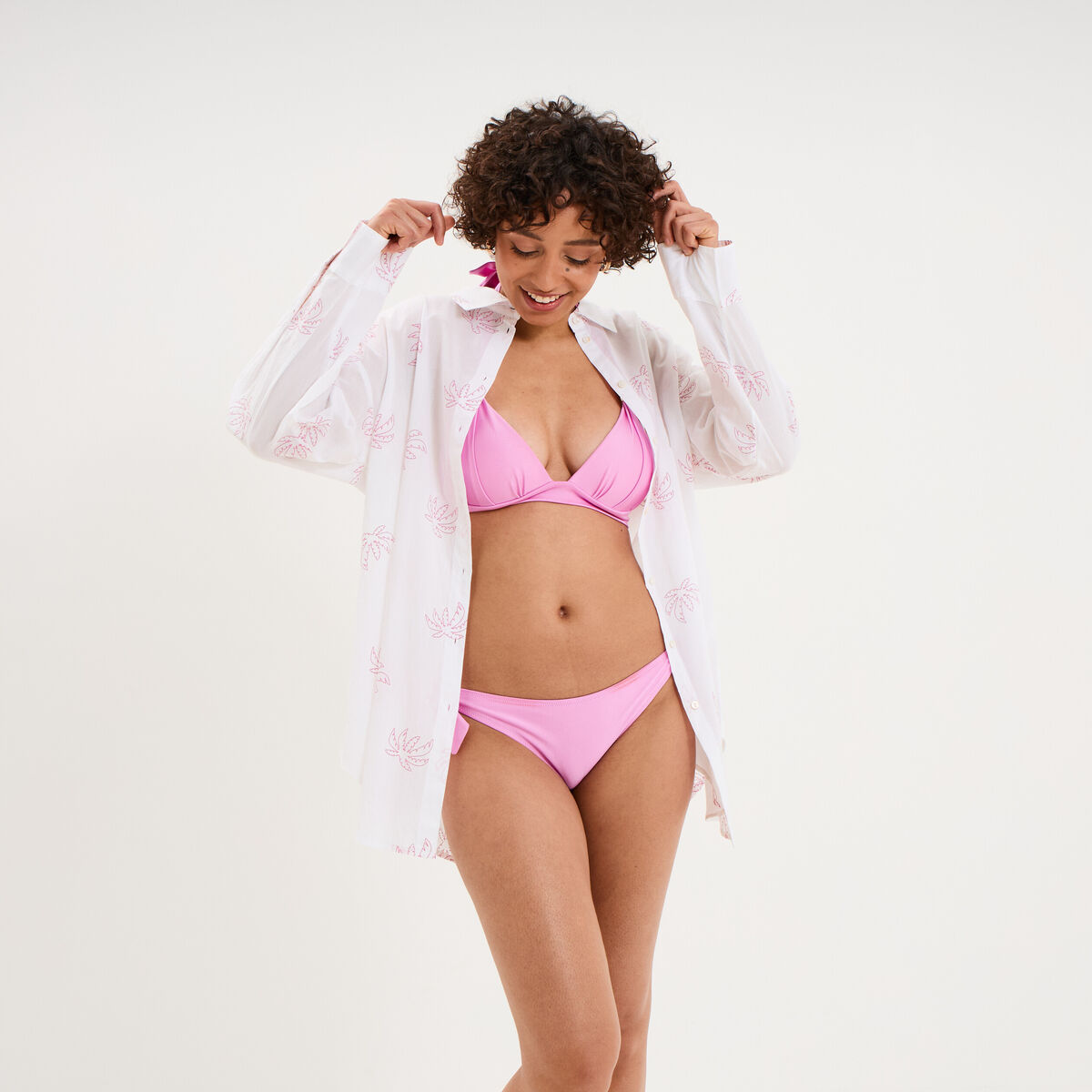 Robe chemise de plage voile de coton blanc femme