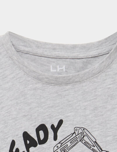 Ensemble pyjama pantalon t-shirt coton gris clair gar&ccedil;on