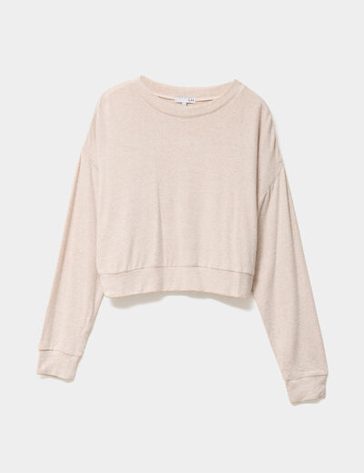 Sweat manches longues chiné sable femme