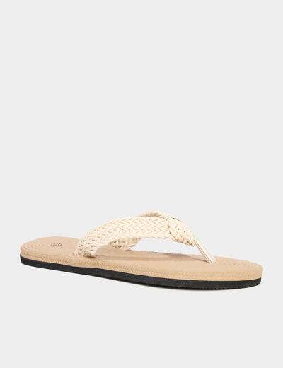 Tongs de plage détails tressés sable femme