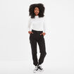 Pantalon cargo taille haute ajustable noir femme