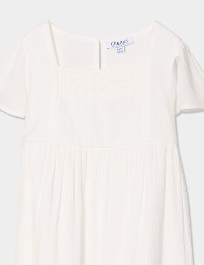 Robe manches courtes ivoire fille