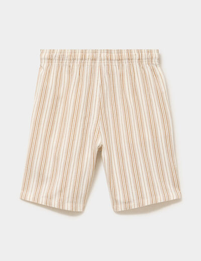 Bermuda droit taille &eacute;lastiqu&eacute;e coton marron gar&ccedil;on