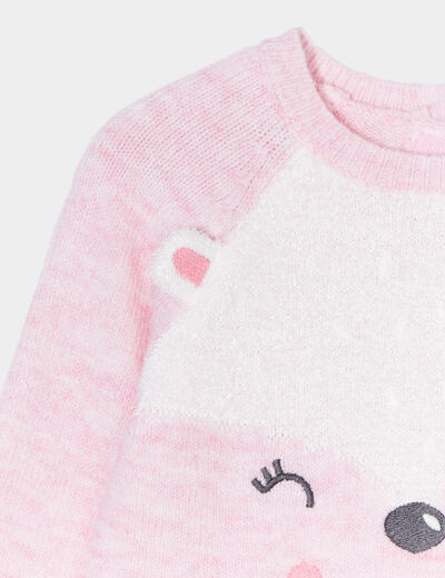 Robe pull longueur genou Kimbaloo rose bébé fille