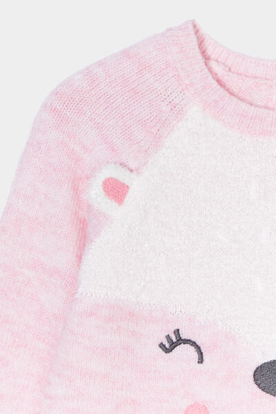 Robe pull longueur genou Kimbaloo rose bébé fille