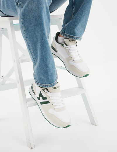 Chaussures running à lacets blanc homme