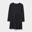 Robe évasée manches longues coton noir fille