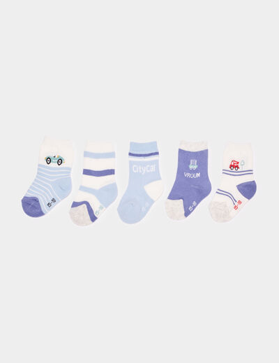 Lot 5 paires chaussettes coton multicolore bébé garçon