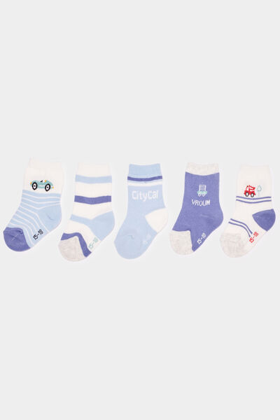 Lot 5 paires chaussettes coton multicolore b&eacute;b&eacute; gar&ccedil;on