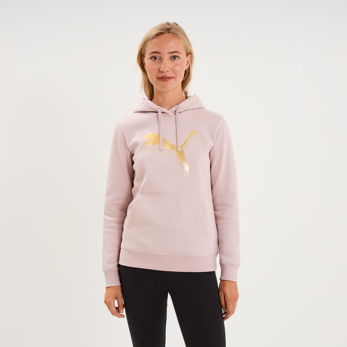 Sweat hoodie 1 poche &agrave; capuche Puma rose poudr&eacute;e femme