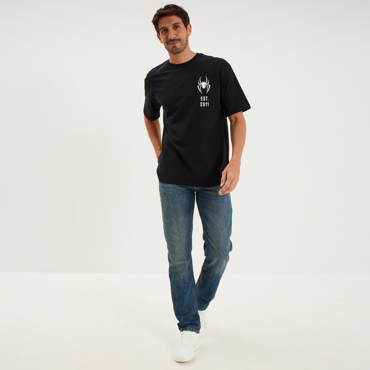 T-shirt relax manches courtes Spider-Man noir homme