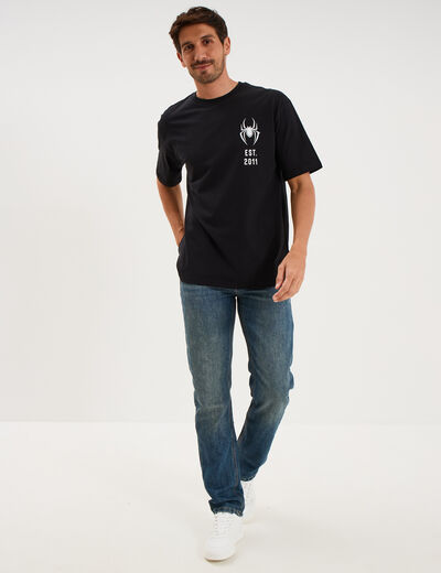 T-shirt relax manches courtes Spider-Man noir homme