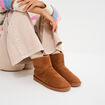 Bottines fourr&eacute;es effet su&eacute;dine marron femme