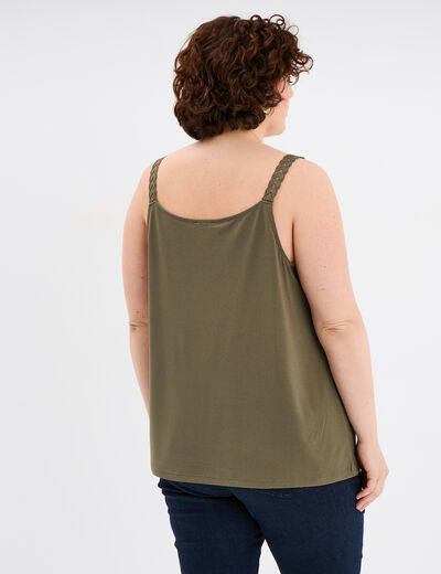 Débardeur dentelle au col vert kaki femme grande taille