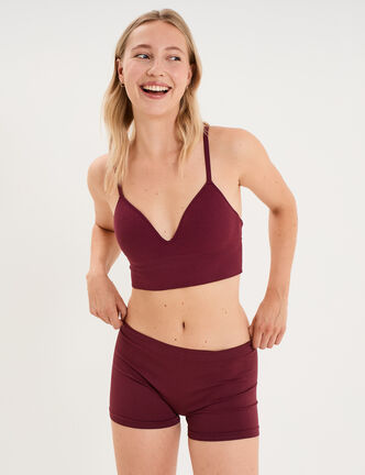 Brassi&egrave;re c&ocirc;tel&eacute;e padd&eacute;e sans armature prune femme
