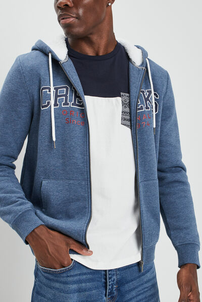 Sweat zippé à capuche Creeks bleu homme