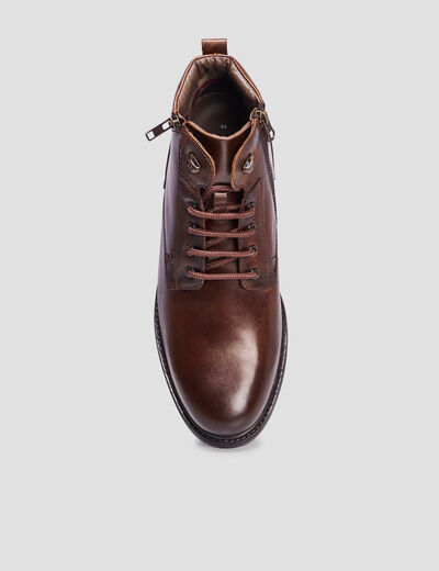 Boots zippées en cuir marron homme