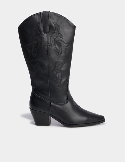 Bottes santiag &agrave; talons noir femme