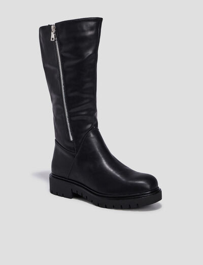 Bottes crantées zippées noir fille